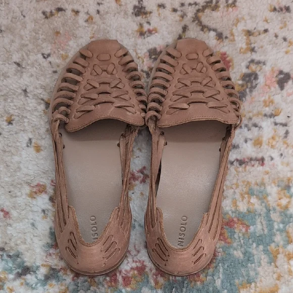 Tan Woven Leather Flat Harrachas - Picture 3 of 3